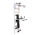 BenchK Sprossenwand 233 mit Klimmzugstange aus Stahl als Langhantelhalter, Dipstange und Trainingsbank