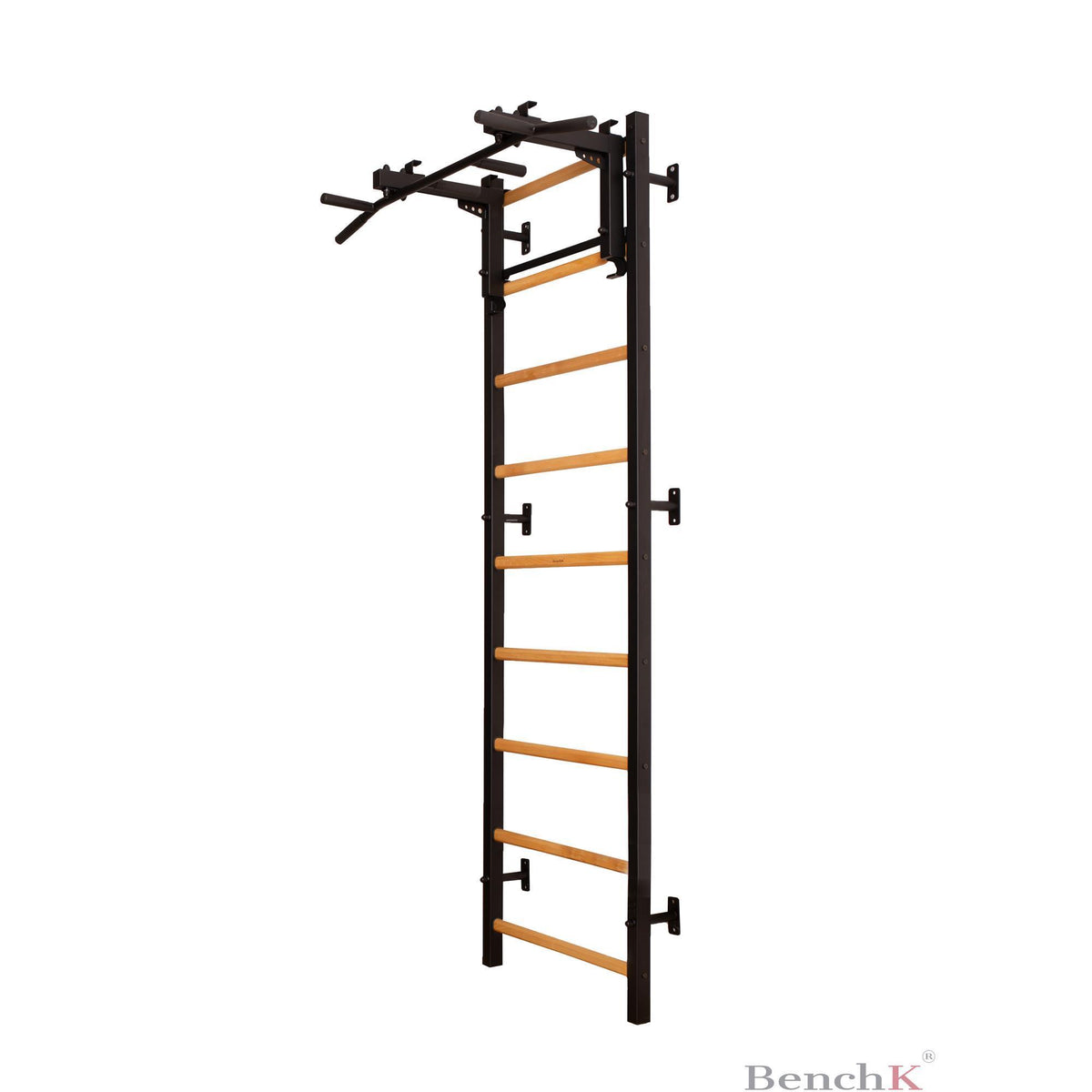 BenchK Sprossenwand 731 mit Klimmzugstange aus Stahl als Langhantelhalter