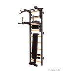BenchK Sprossenwand 733 mit Klimmzugstange aus Stahl als Langhantelhalter, Dipstange und Trainingsbank