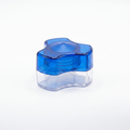 Heinz Herenz Tablettenmörser, Oberteil blau transparent, Unterteil farblos