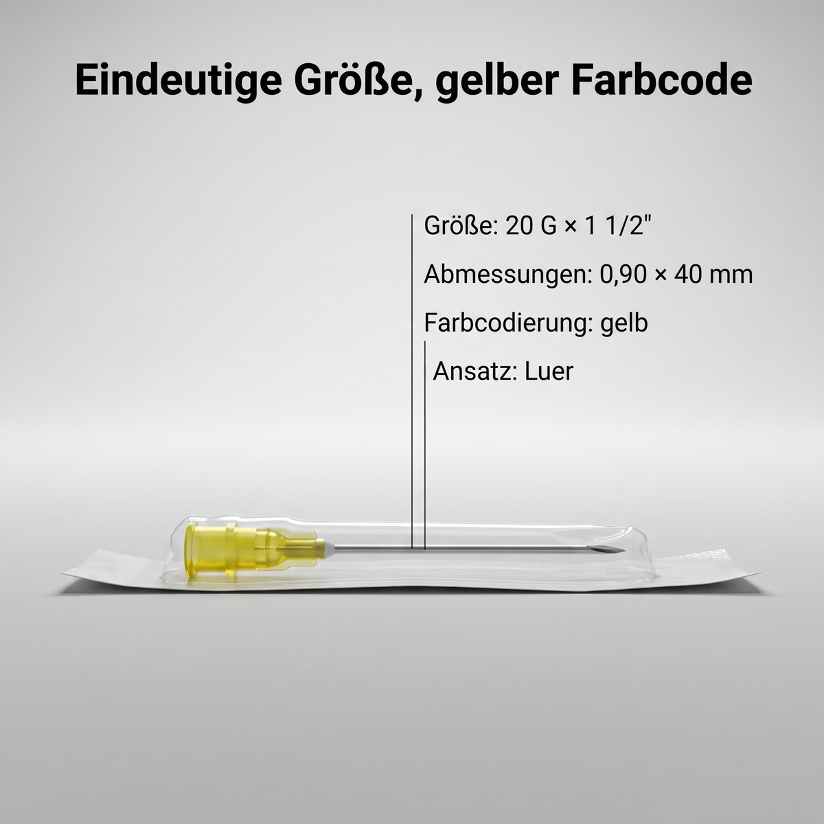 Einmalkanüle 20 G × 1 1/2": 0,90 × 40 mm, Ansatz Luer, Farbcodierung gelb (image2)