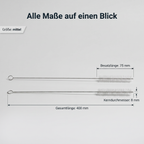 Pipettenbürste: Gesamtlänge 400 mm, Besatzlänge 75 mm, Kerndurchmesser 8 mm
