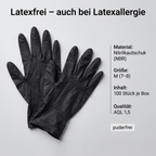 Latexfrei – auch bei Latexallergie: Nitrilkautschuk (NBR), Größe M (7–8), 100 Stück je Box, AQL 1,5, puderfrei