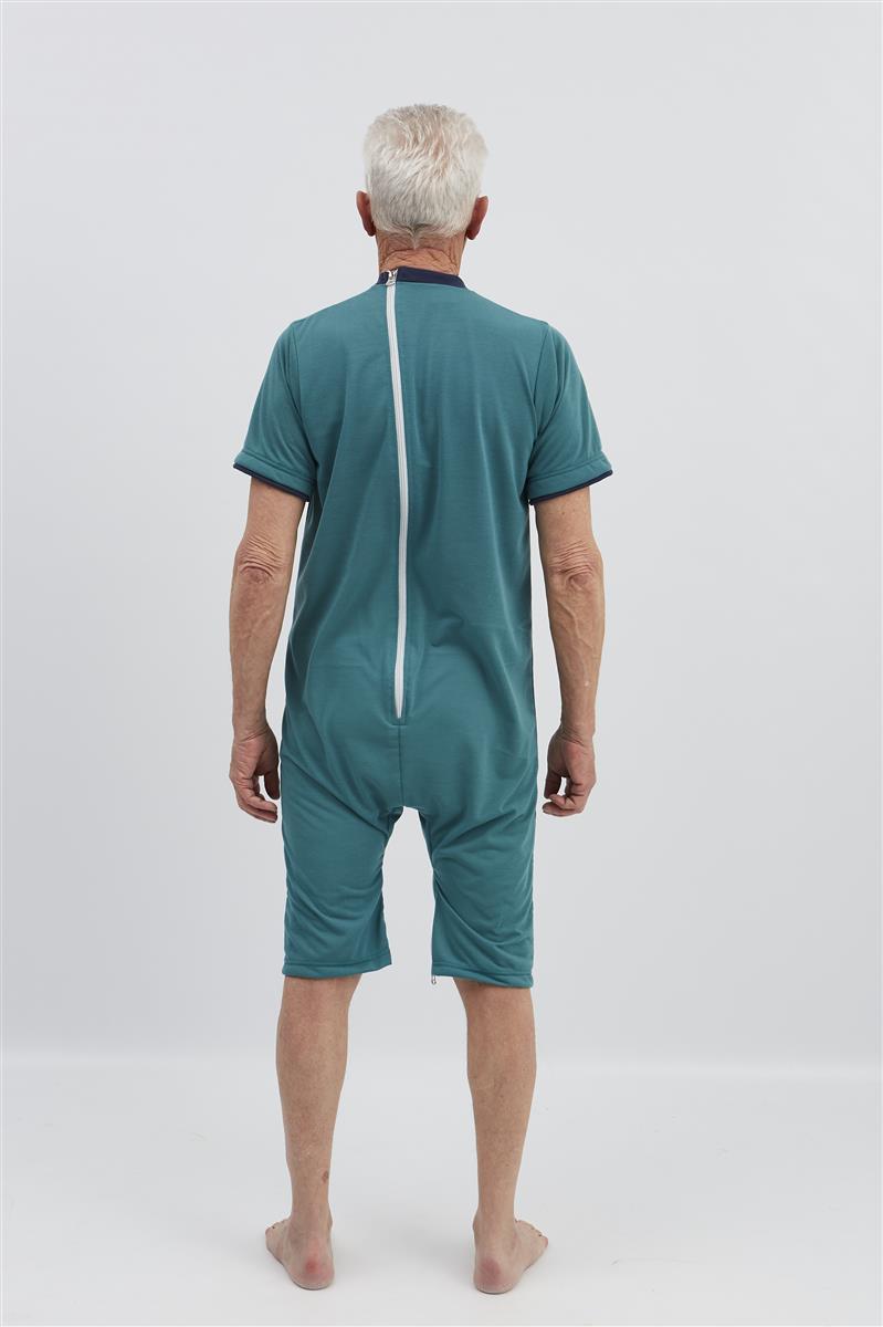 anne-lore by Van Herck Pyjama grün, Reißverschluss auf den Rücken und zwischen den Beinen – Ansicht 3