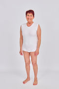 anne-lore by Van Herck Body weiß mit Druckknöpfen vorne zwischen den Beinen