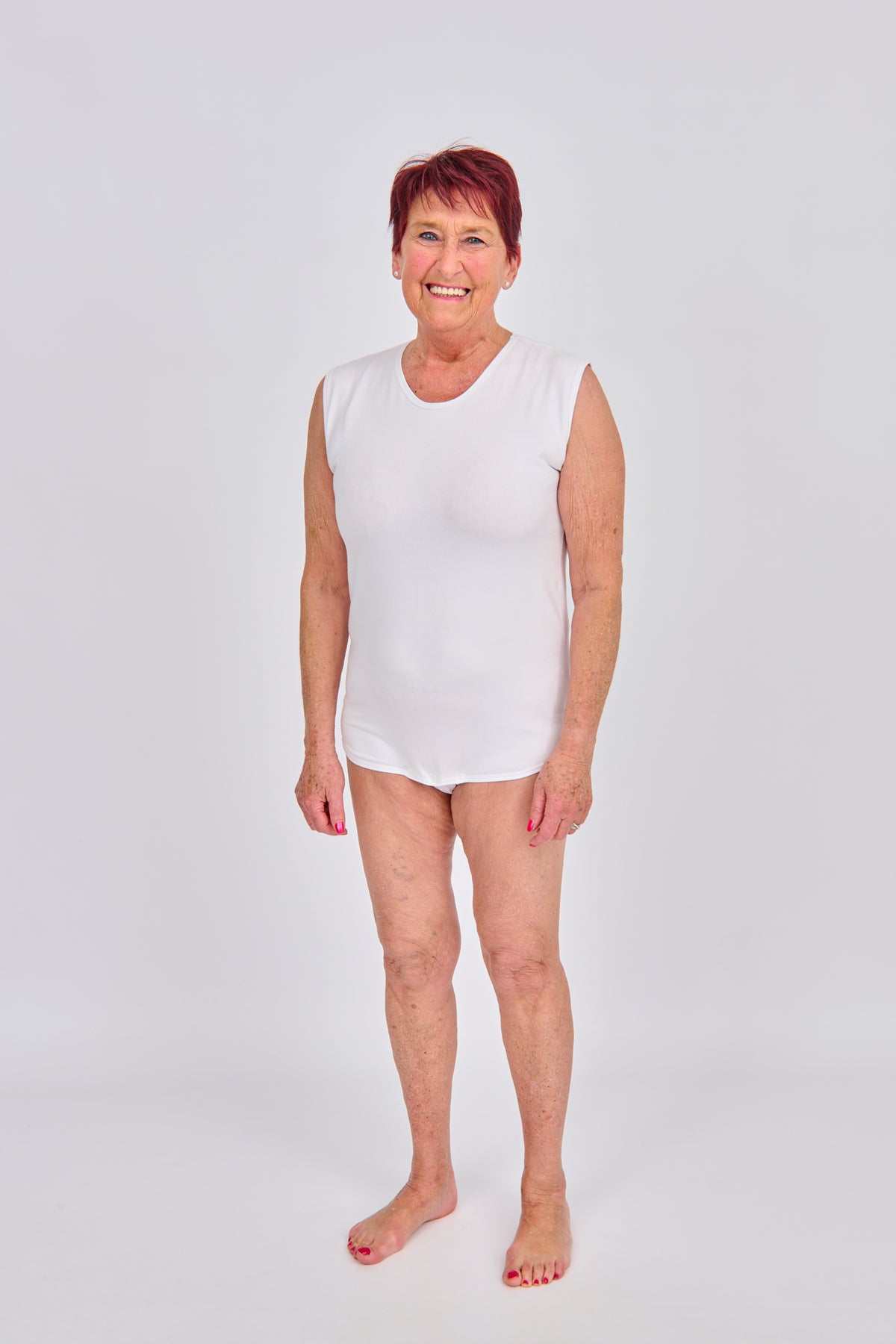 anne-lore by Van Herck Body weiß mit Druckknöpfen vorne zwischen den Beinen