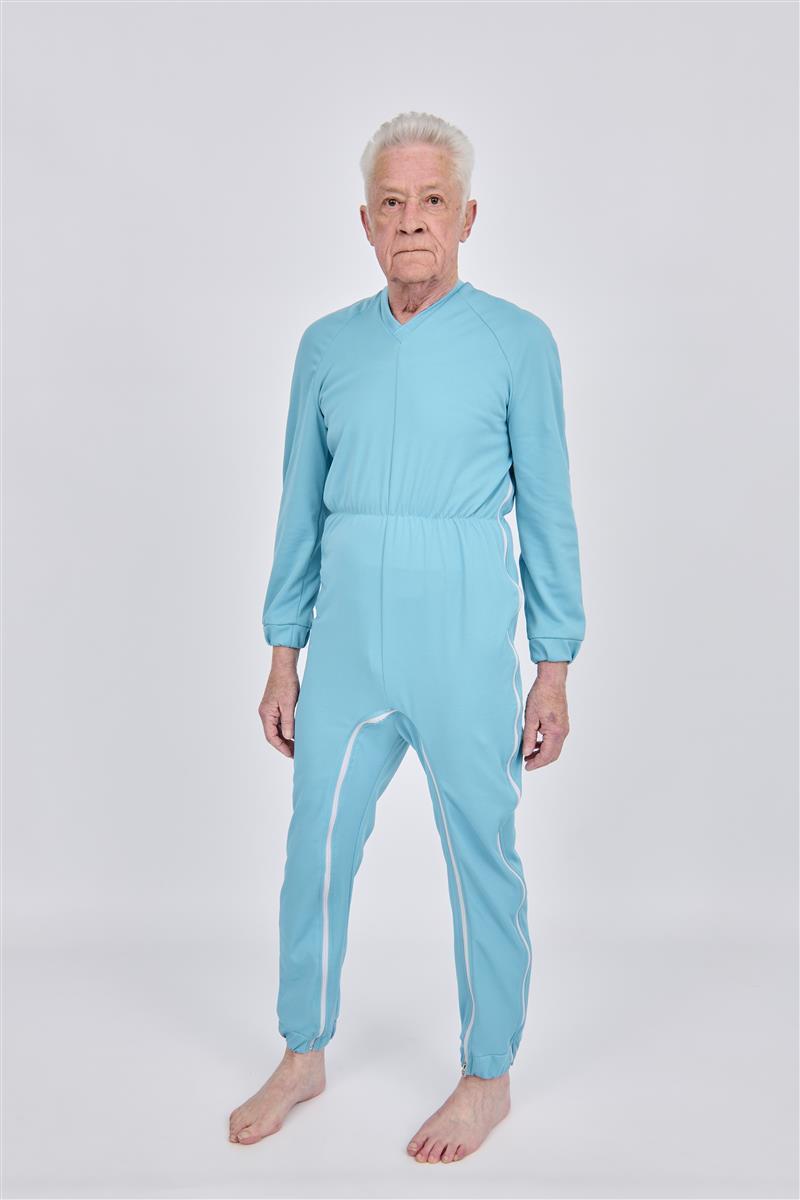 anne-lore by Van Herck Pyjama in dusty blauen, Reißverschluss von die Schulter nach den Seitennaht und zwischen den Beinen
