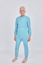 anne-lore by Van Herck Pyjama in dusty blauen, Reißverschluss von die Schulter nach den Seitennaht und zwischen den Beinen