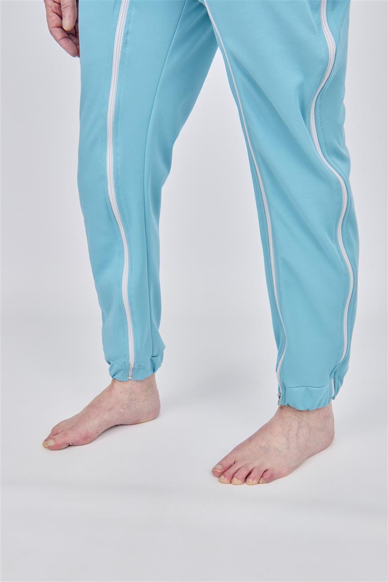 anne-lore by Van Herck Pyjama in dusty blauen, Reißverschluss von die Schulter nach den Seitennaht und zwischen den Beinen – Ansicht 2