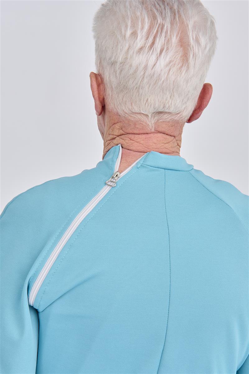 anne-lore by Van Herck Pyjama in dusty blauen, Reißverschluss von die Schulter nach den Seitennaht und zwischen den Beinen – Ansicht 3
