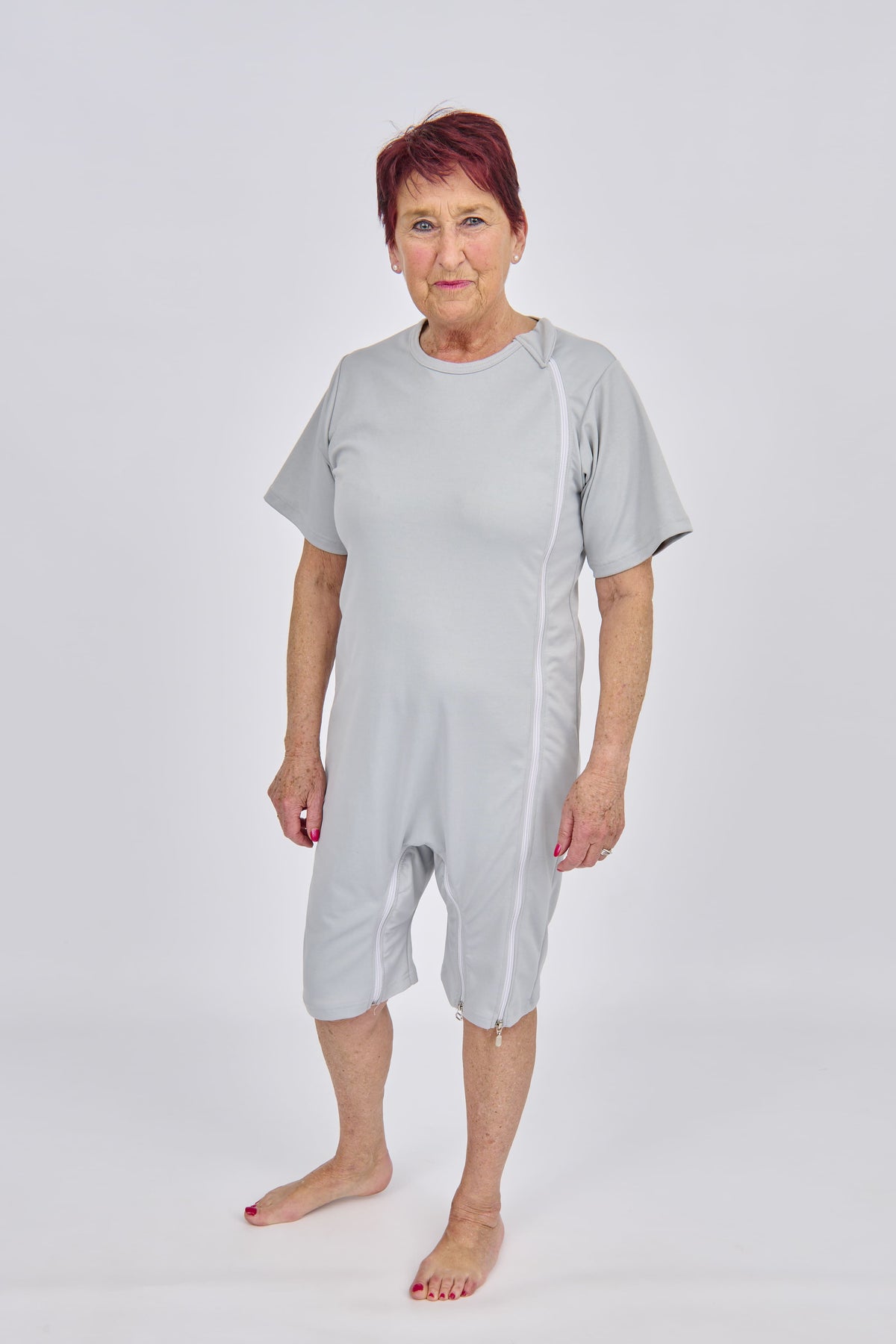 anne-lore by Van Herck Body in grauer, Reißverschluss vorne und zwischen den Beinen – Ansicht 5