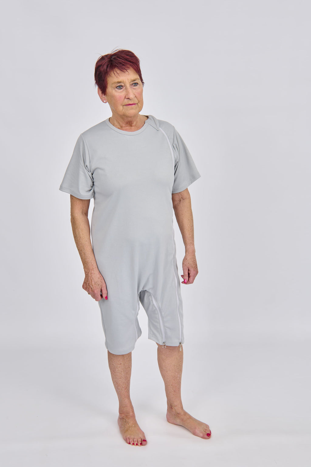 anne-lore by Van Herck Body in grauer, Reißverschluss vorne und zwischen den Beinen – Ansicht 6