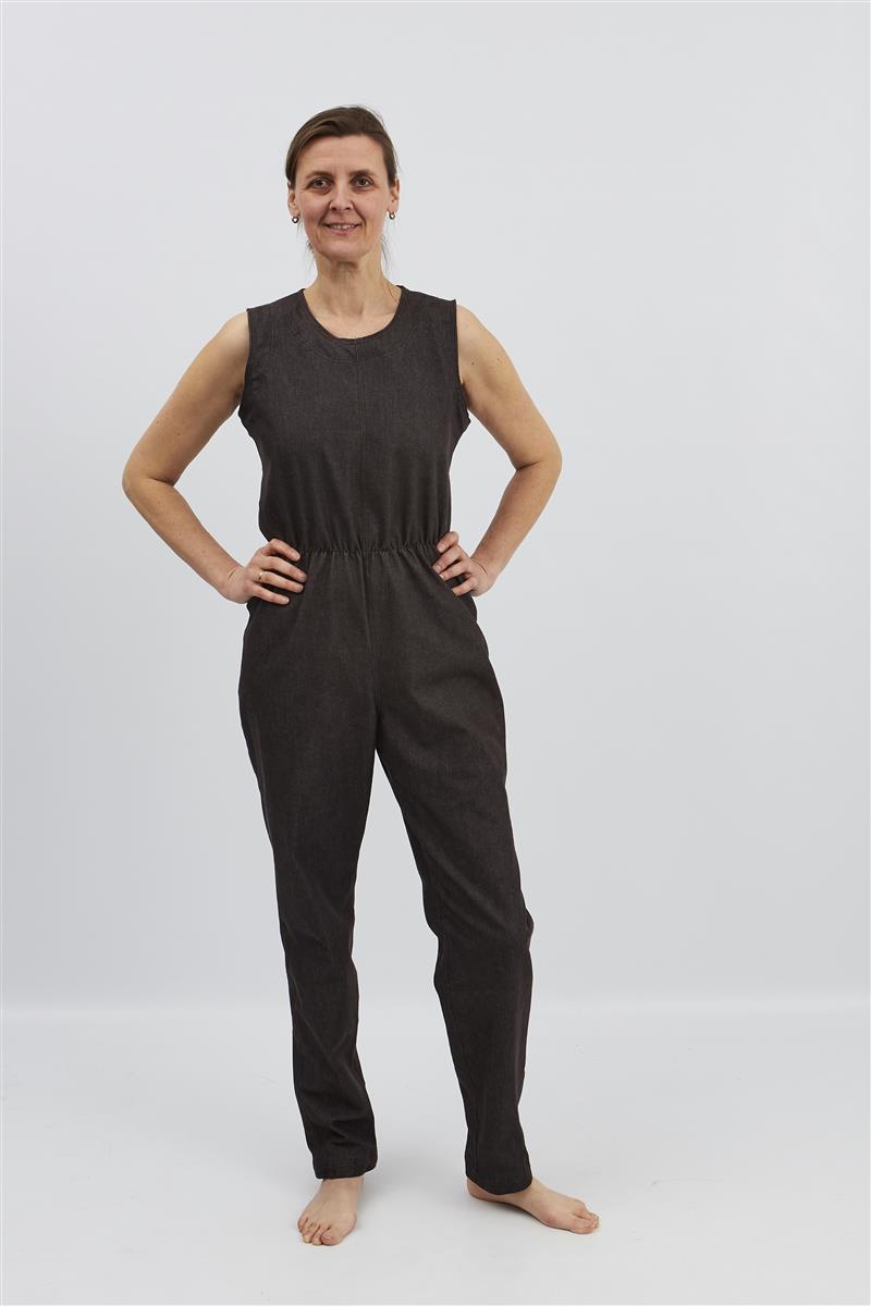 anne-lore by Van Herck Einteiliger Anzug Denim, lange Beine, Reißverschluss auf den Rücken
