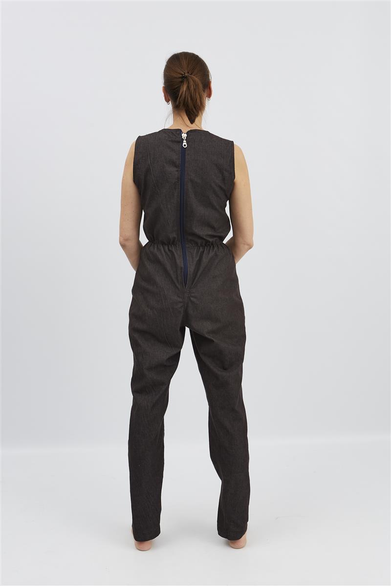 anne-lore by Van Herck Einteiliger Anzug Denim, lange Beine, Reißverschluss auf den Rücken – Ansicht 2