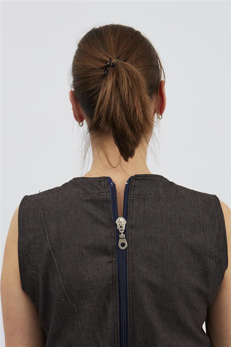 anne-lore by Van Herck Einteiliger Anzug Denim, lange Beine, Reißverschluss auf den Rücken – Ansicht 3