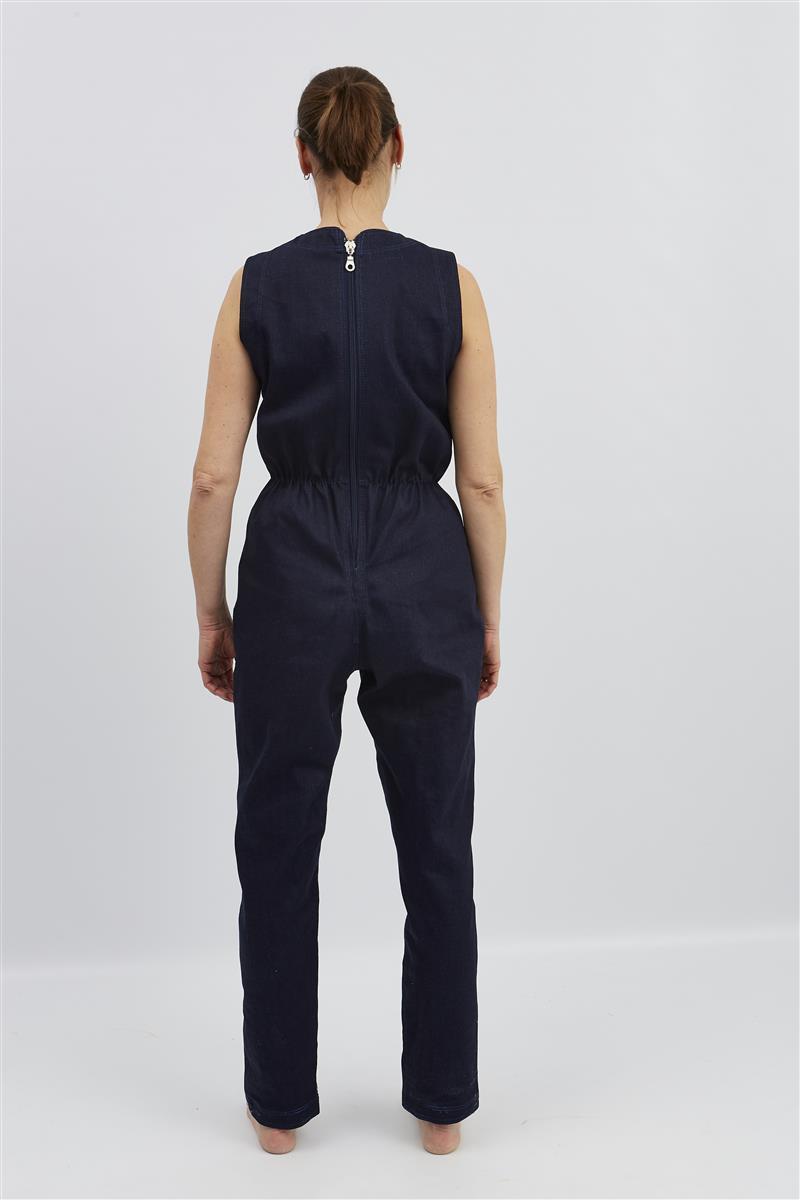 anne-lore by Van Herck Einteiliger Anzug Denim, lange Beine, Reißverschluss auf den Rücken – Ansicht 5