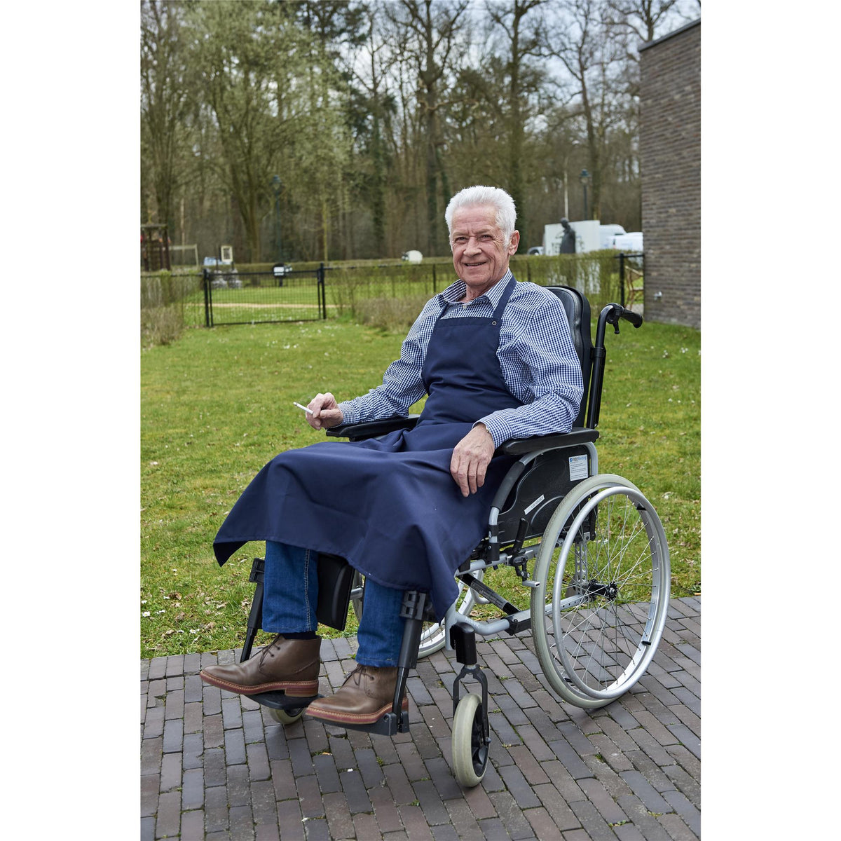 anne-lore by Van Herck Raucher Schürze in Kermel/Viskose Navy Blau, ohne Taschen, 88/117 cm
