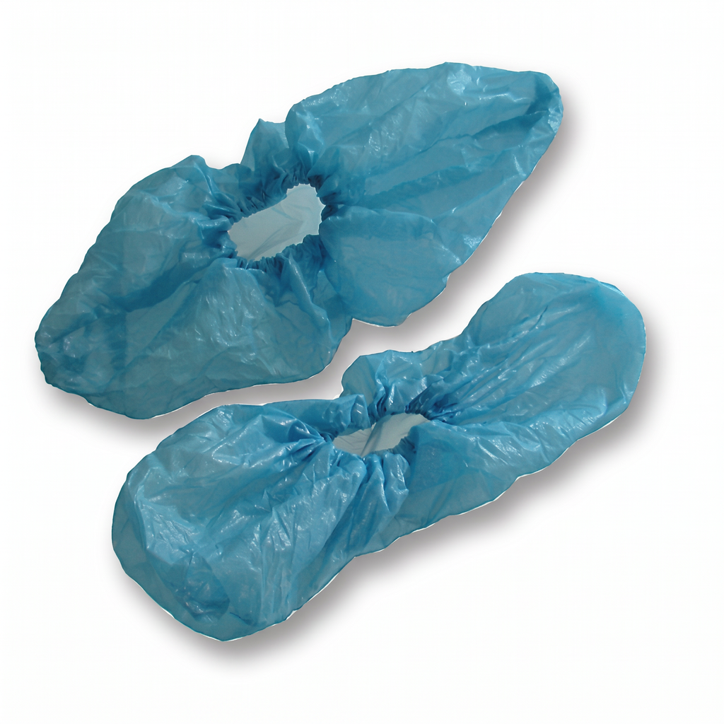Heinz Herenz 100 Stück CPE Überschuhe blau ca. 38 cm lang mit gehämmerter Oberfläche