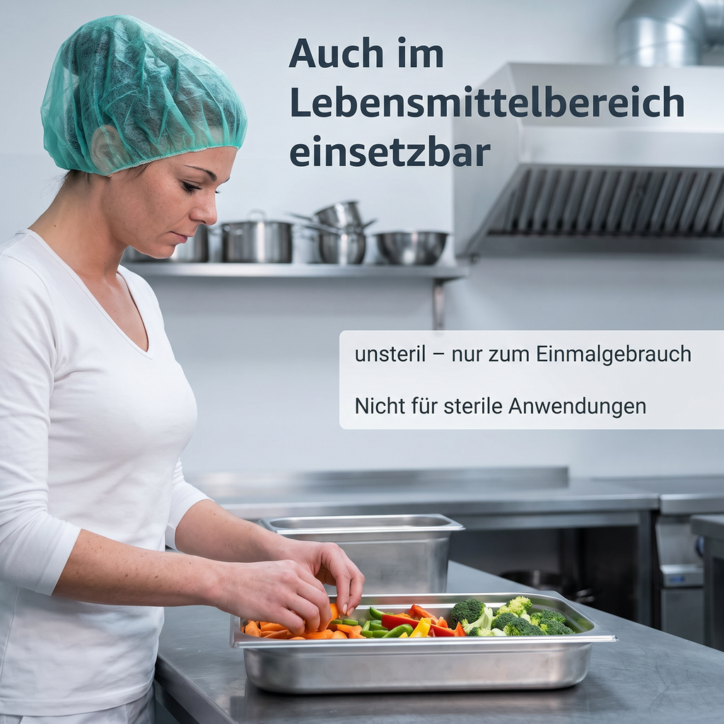 Heinz Herenz Bouffant Kappe aus atmungsaktivem Vliesstoff grün — Bouffant-Kappe im Lebensmittelbereich