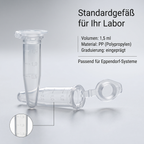 Heinz Herenz Reaktionsgefäße PP mit Deckel 1,5 ml — Reaktionsgefaess 1,5 ml mit eingepraegter Graduierung