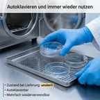 Petrischalen aus Glas im Autoklaven, unsteril geliefert, wiederverwendbar