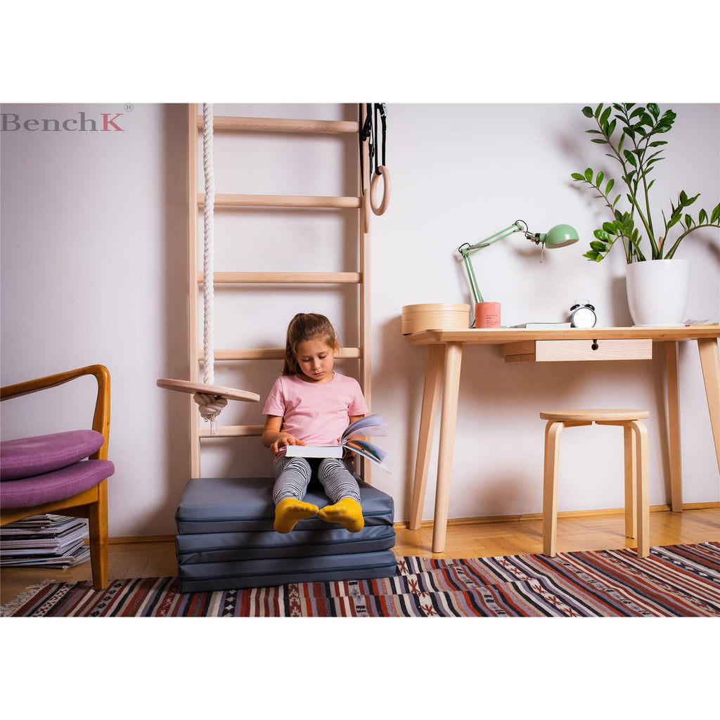 BenchK Sprossenwand 111 aus massivem Buchenholz mit verstellbarer Klimmzugstange und Turnzubehör A204 – Ansicht 2