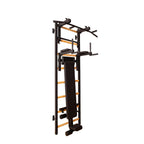 BenchK Sprossenwand 233 mit Klimmzugstange aus Stahl als Langhantelhalter, Dipstange und Trainingsbank – Ansicht 2