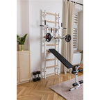 BenchK Sprossenwand 733 mit Klimmzugstange aus Stahl als Langhantelhalter, Dipstange und Trainingsbank – Ansicht 3