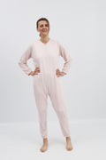 anne-lore by Van Herck Pyjama blau/grau/pink Reißverschluss auf den Rücken