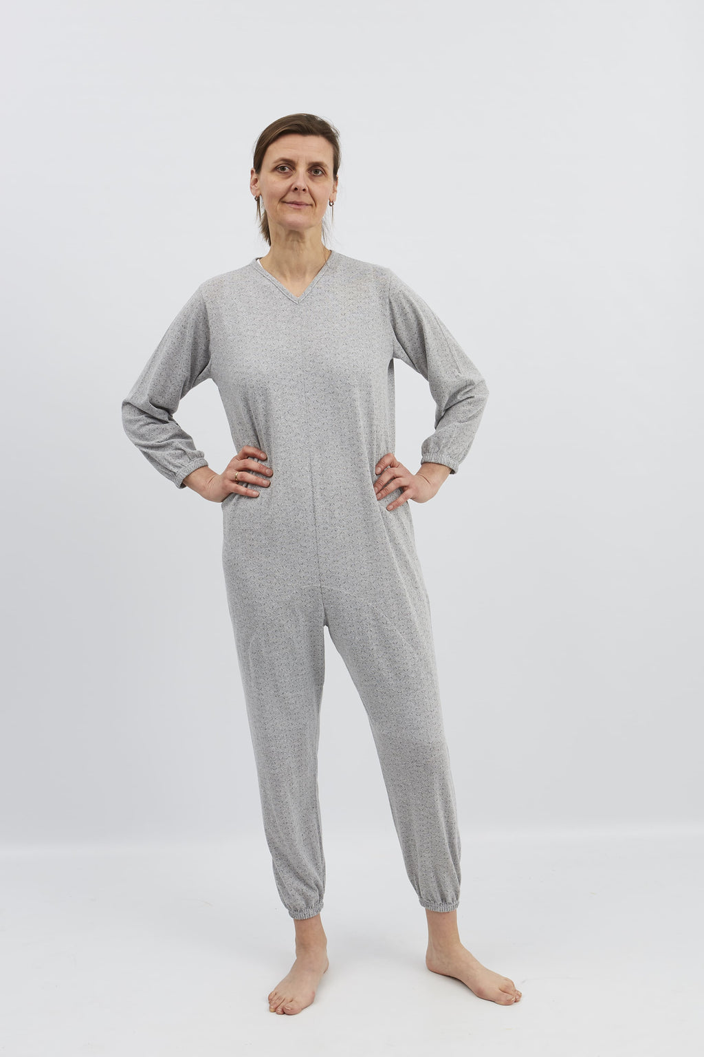 anne-lore by Van Herck Pyjama blau/grau/pink Reißverschluss auf den Rücken – Ansicht 11