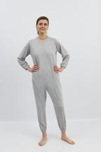 anne-lore by Van Herck Pyjama blau/grau/pink Reißverschluss auf den Rücken – Ansicht 11