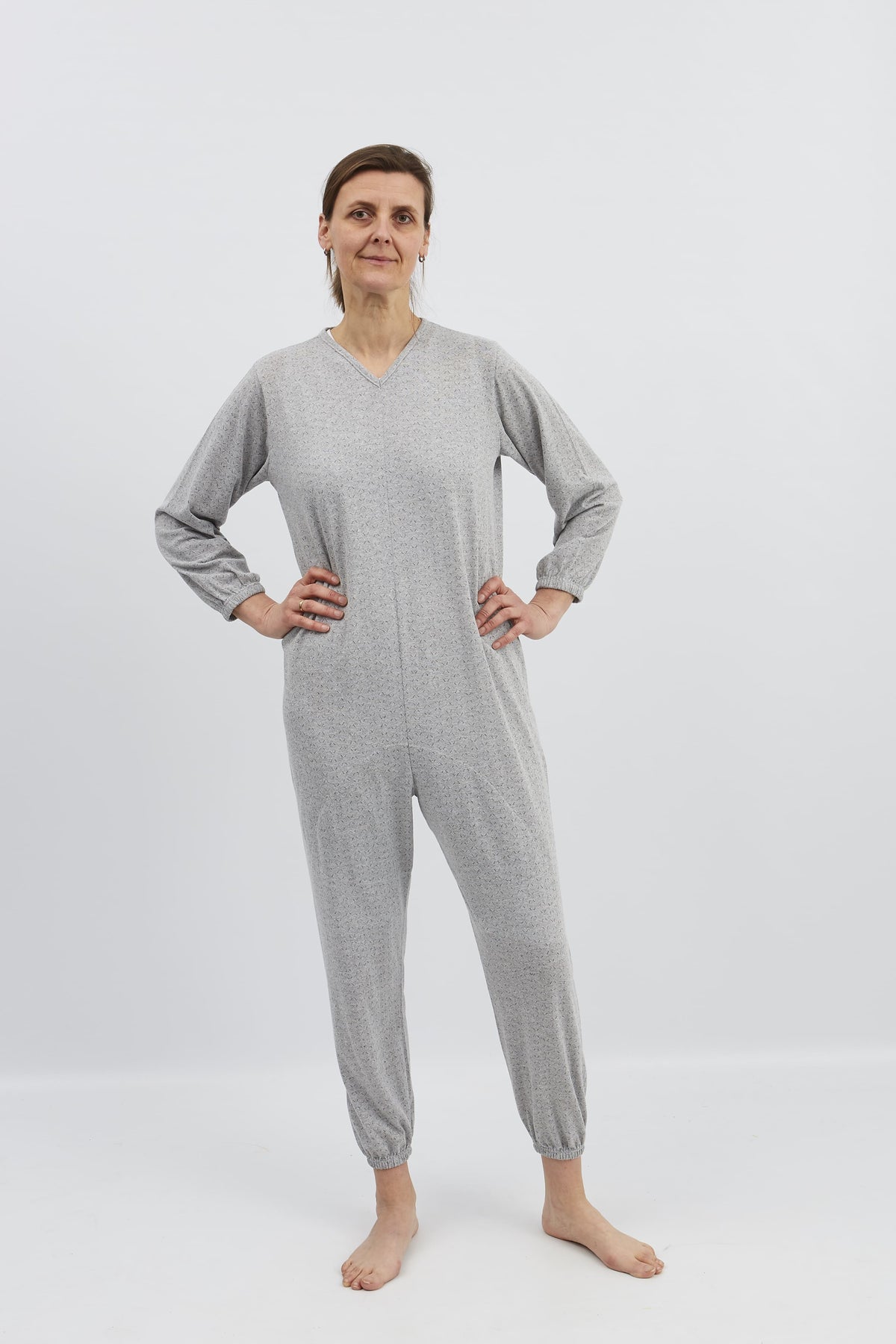 anne-lore by Van Herck Pyjama blau/grau/pink Reißverschluss auf den Rücken – Ansicht 11