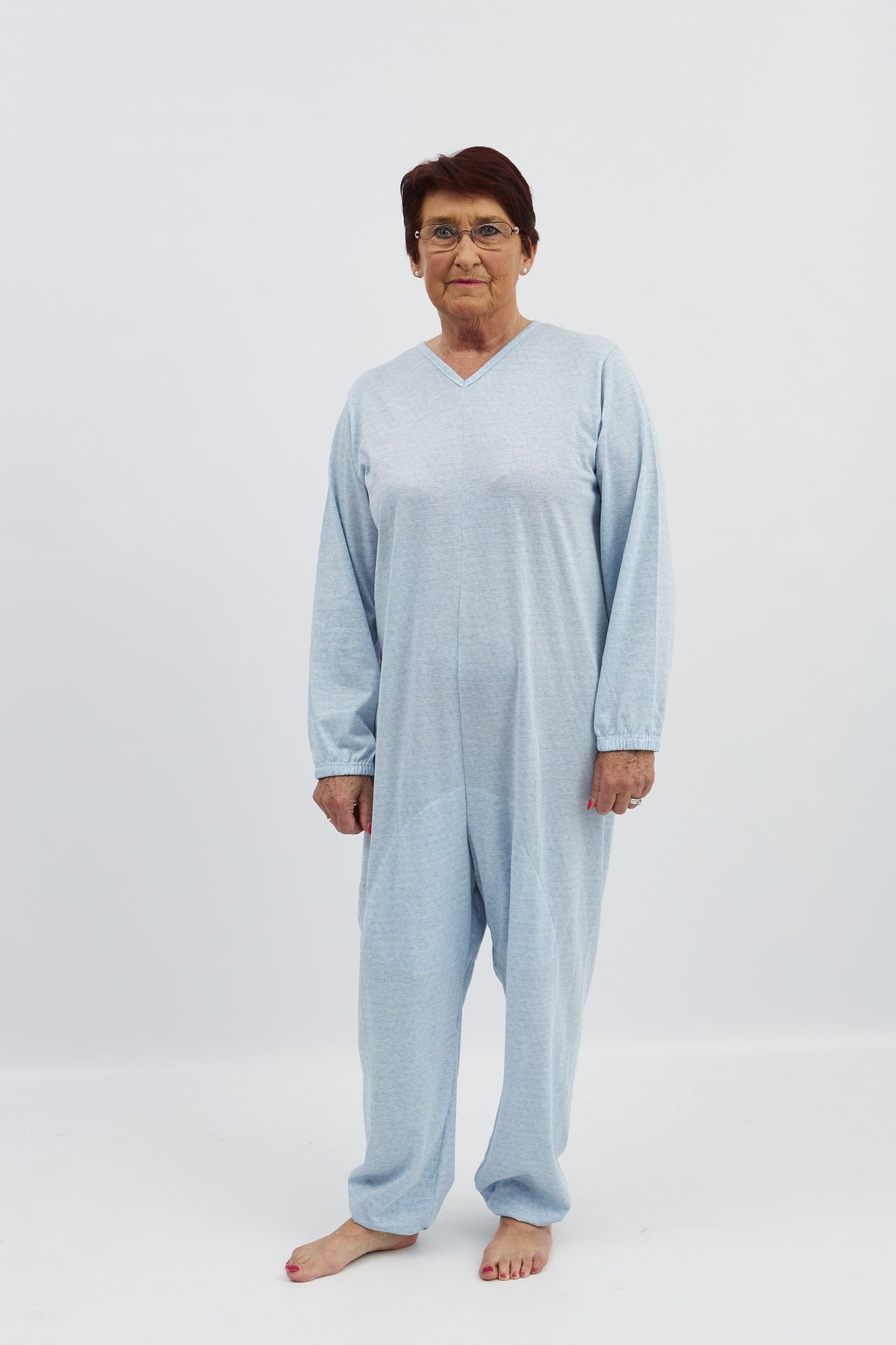 anne-lore by Van Herck Pyjama blau/grau/pink Reißverschluss auf den Rücken – Ansicht 2