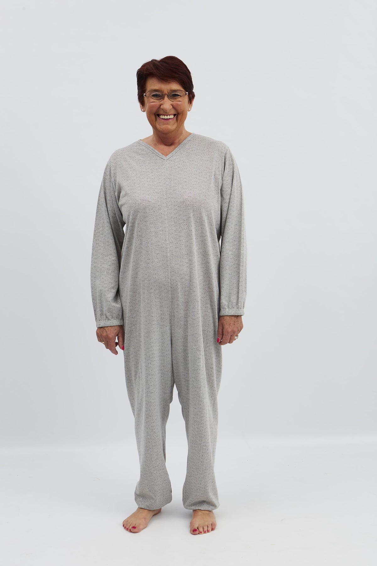 anne-lore by Van Herck Pyjama blau/grau/pink Reißverschluss auf den Rücken – Ansicht 5