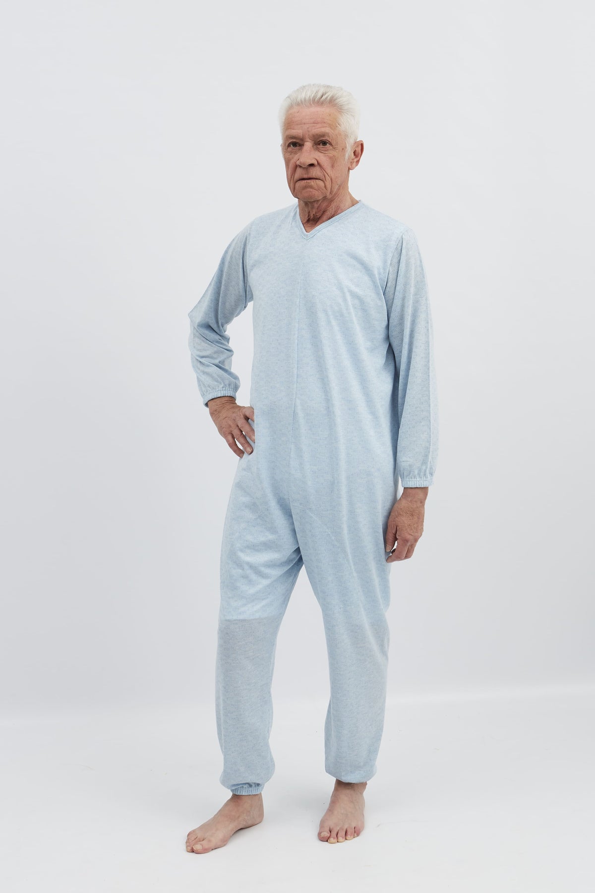 anne-lore by Van Herck Pyjama blau/grau/pink Reißverschluss auf den Rücken – Ansicht 14