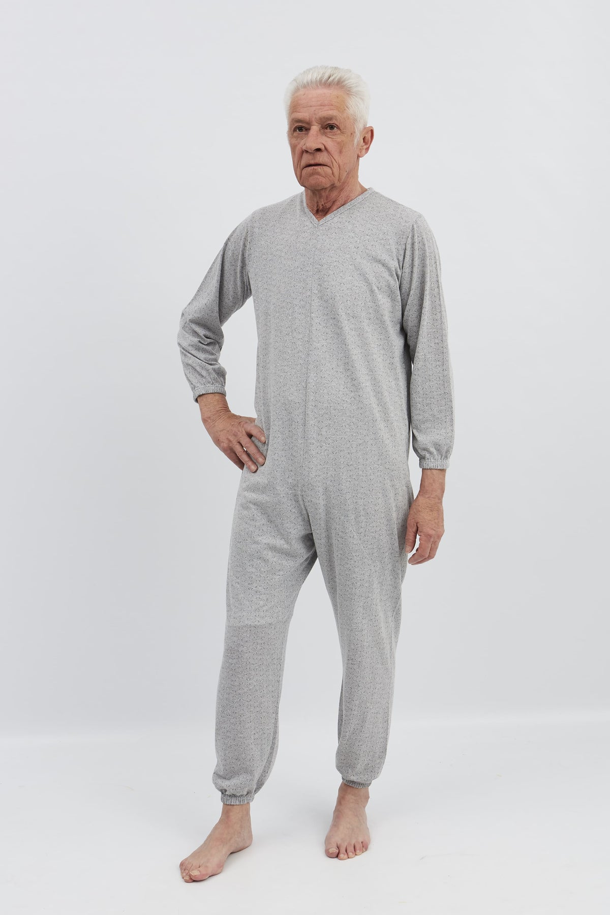anne-lore by Van Herck Pyjama blau/grau/pink Reißverschluss auf den Rücken – Ansicht 17