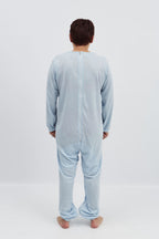 anne-lore by Van Herck Pyjama blau/grau/pink Reißverschluss auf den Rücken und zwischen den Beinen – Ansicht 10