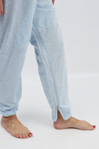 anne-lore by Van Herck Pyjama blau/grau/pink Reißverschluss auf den Rücken und zwischen den Beinen – Ansicht 12
