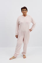 anne-lore by Van Herck Pyjama blau/grau/pink Reißverschluss auf den Rücken und zwischen den Beinen – Ansicht 17