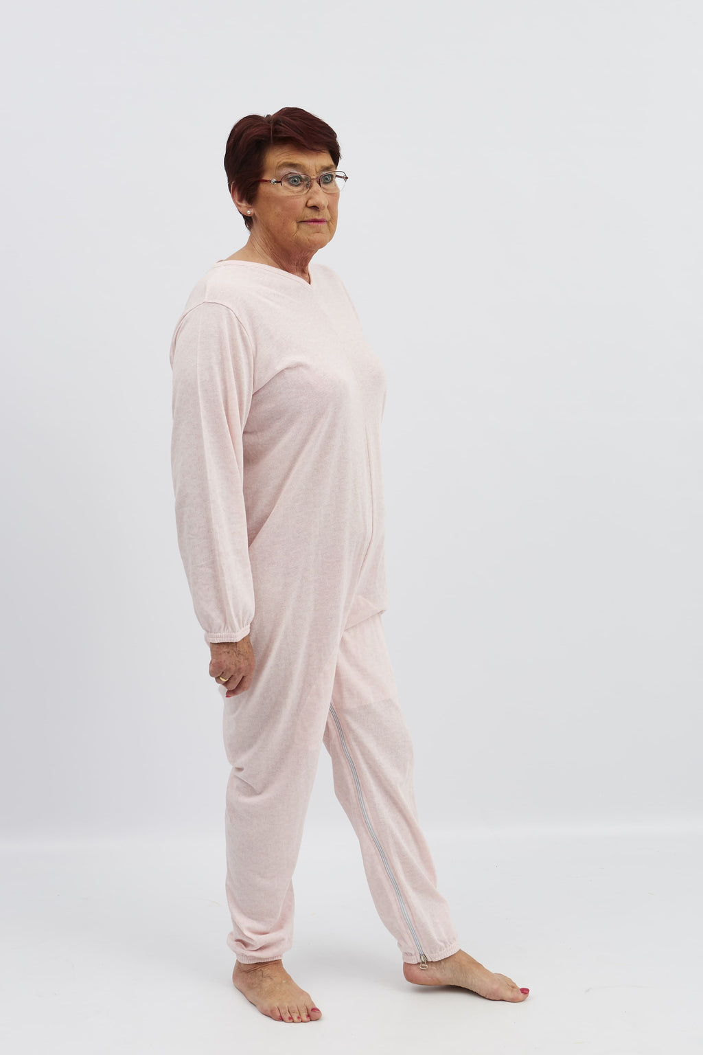 anne-lore by Van Herck Pyjama blau/grau/pink Reißverschluss auf den Rücken und zwischen den Beinen – Ansicht 18