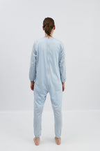 anne-lore by Van Herck Pyjama blau/grau/pink Reißverschluss auf den Rücken und zwischen den Beinen – Ansicht 2