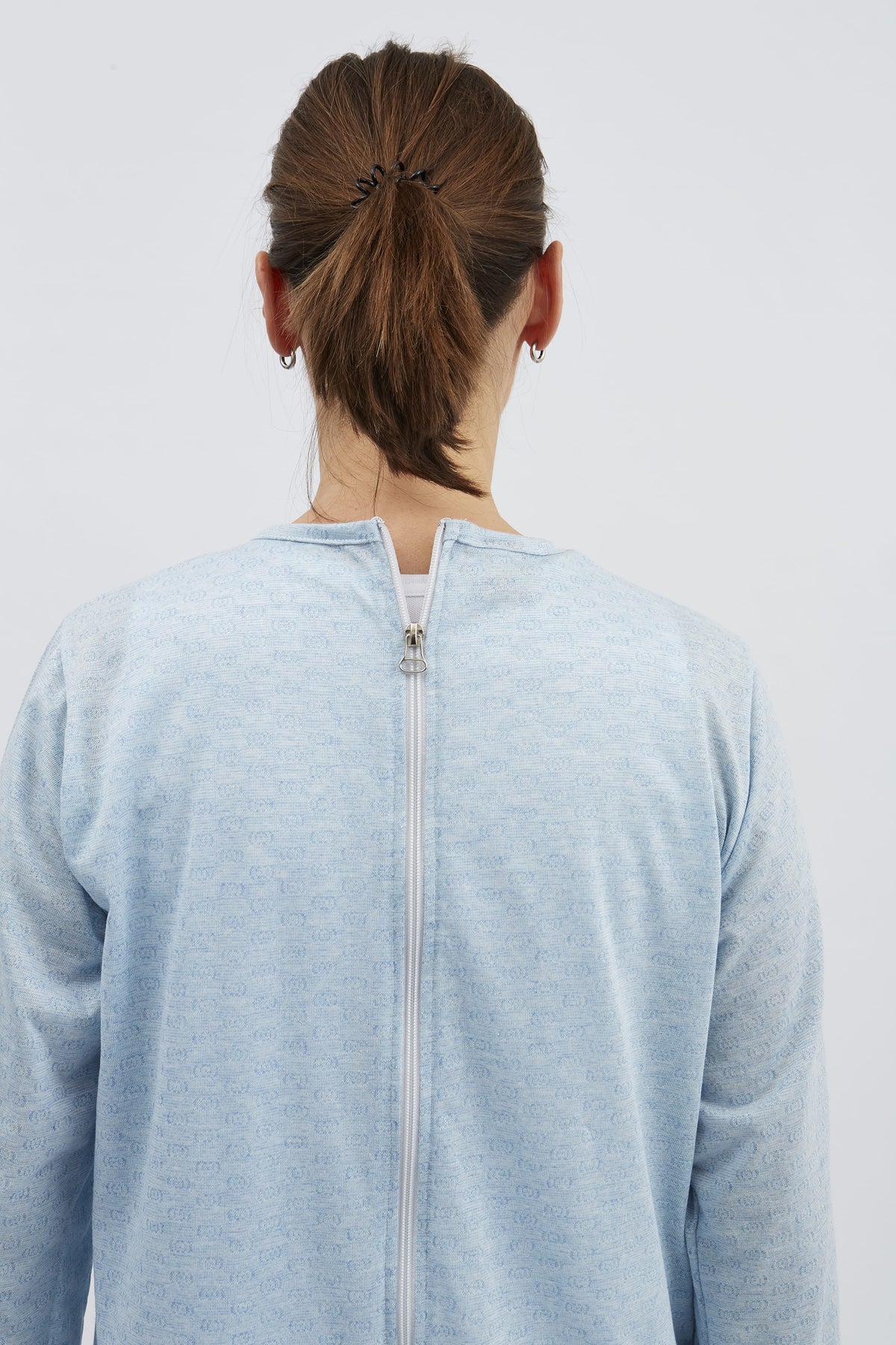 anne-lore by Van Herck Pyjama blau/grau/pink Reißverschluss auf den Rücken und zwischen den Beinen – Ansicht 3
