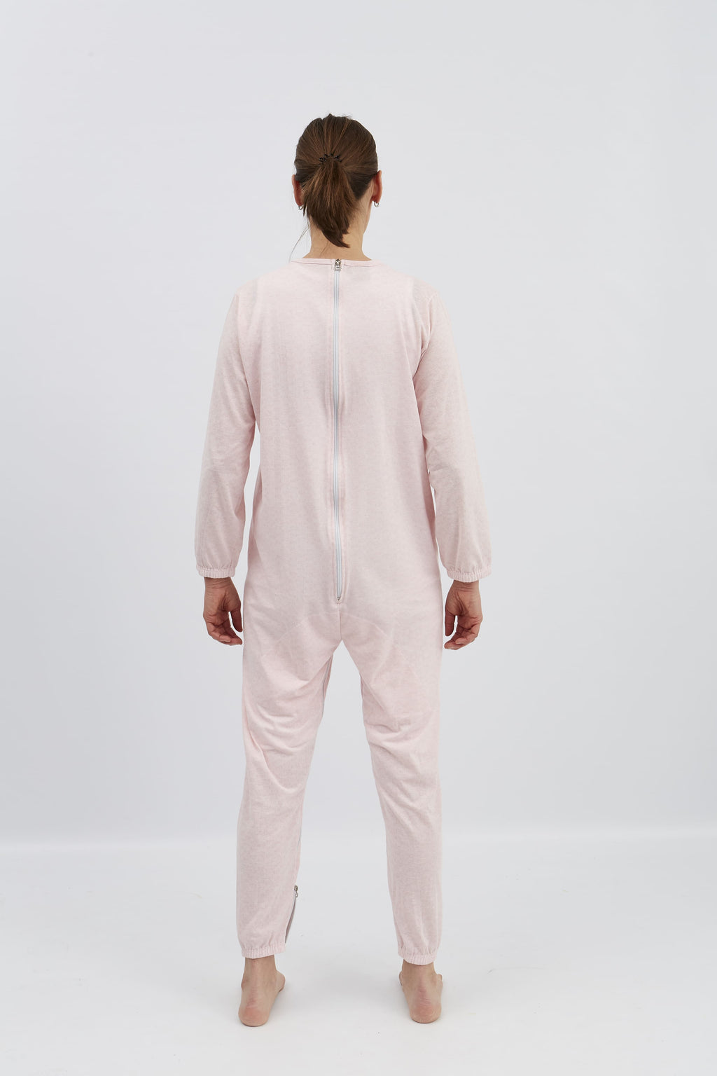 anne-lore by Van Herck Pyjama blau/grau/pink Reißverschluss auf den Rücken und zwischen den Beinen – Ansicht 6