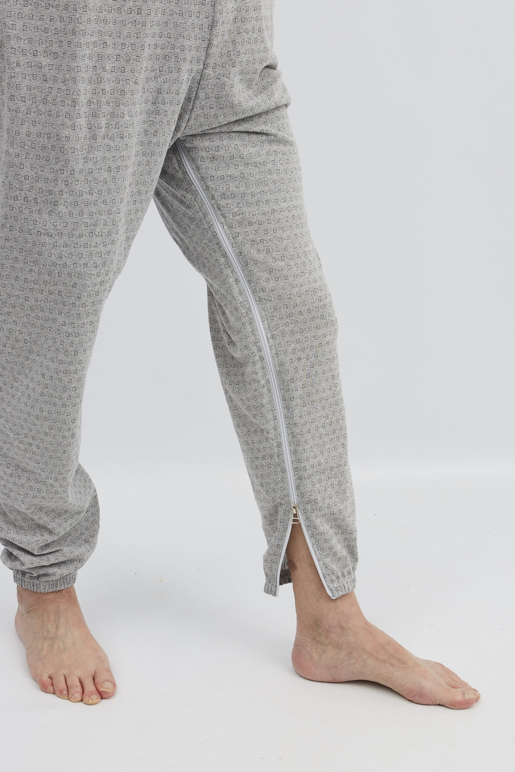 anne-lore by Van Herck Pyjama blau/grau/pink Reißverschluss auf den Rücken und zwischen den Beinen – Ansicht 25