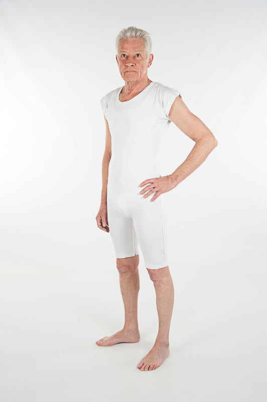 anne-lore by Van Herck Body weiß/grau/marineblau, Reißverschluss auf den Rücken und zwischen den Beinen – Ansicht 3