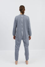 anne-lore by Van Herck Winterpyjama blau/grau, lange Beine, lange Ärmel, Reißverschluss auf den Rücken – Ansicht 2