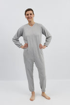 anne-lore by Van Herck Winterpyjama blau/grau, lange Beine, lange Ärmel, Reißverschluss auf den Rücken – Ansicht 3
