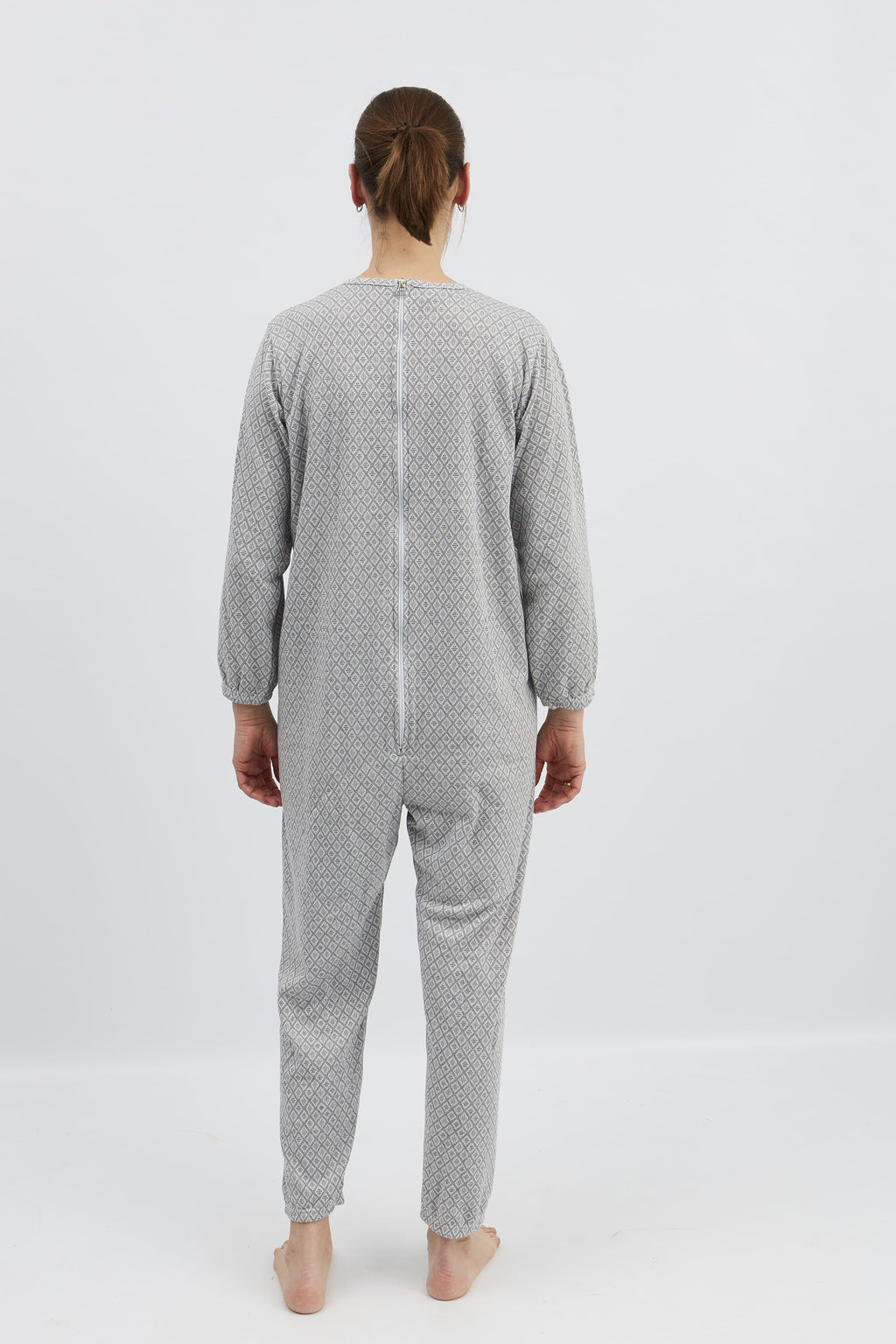 anne-lore by Van Herck Winterpyjama blau/grau, lange Beine, lange Ärmel, Reißverschluss auf den Rücken – Ansicht 4