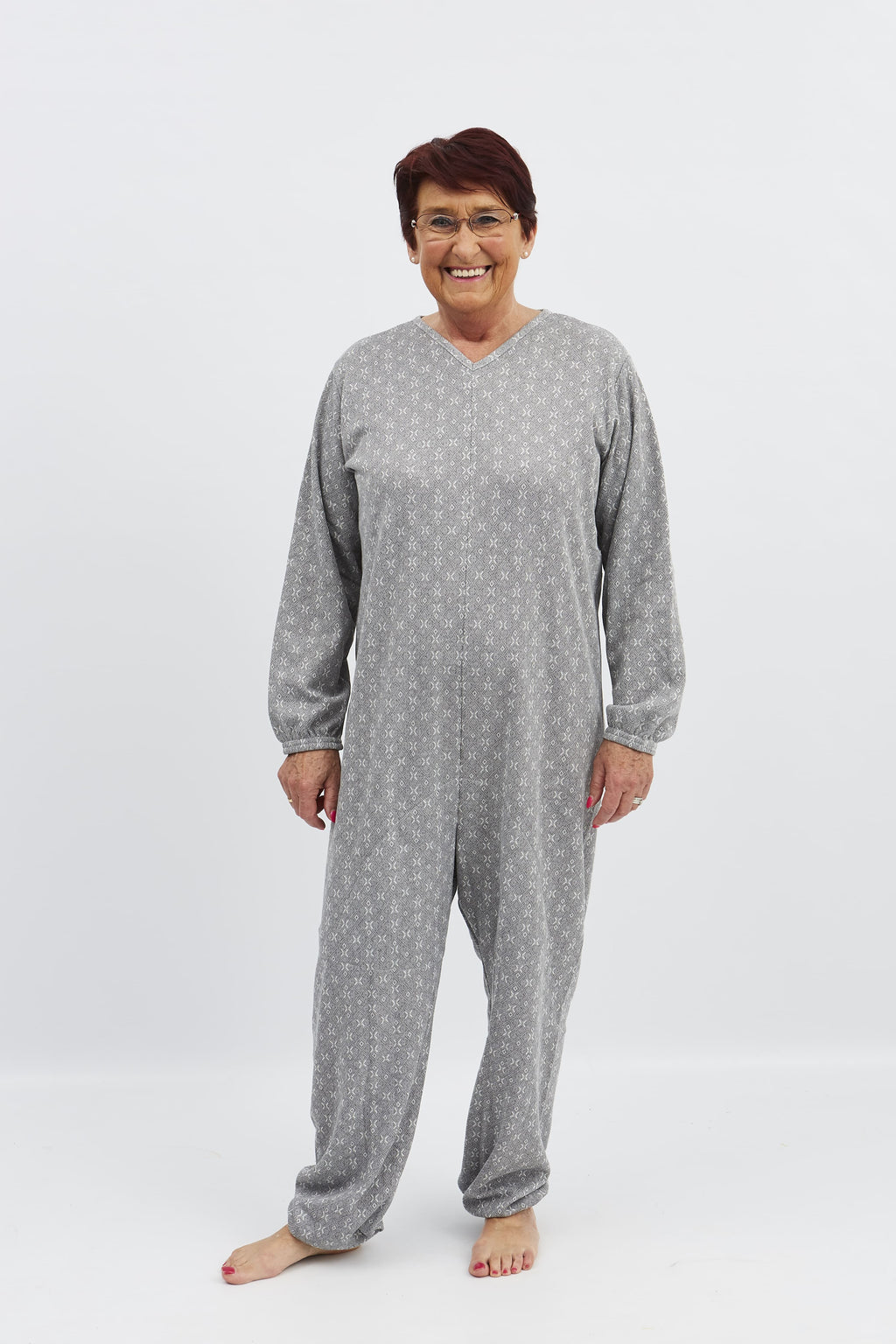 anne-lore by Van Herck Winterpyjama blau/grau, lange Beine, lange Ärmel, Reißverschluss auf den Rücken – Ansicht 6