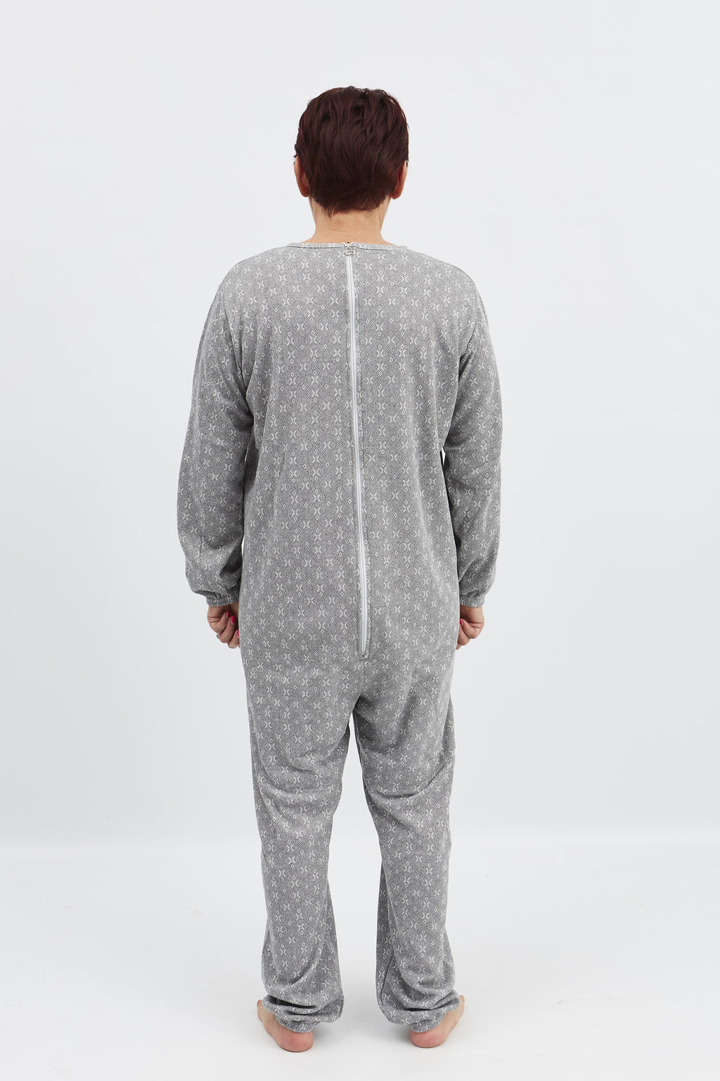 anne-lore by Van Herck Winterpyjama blau/grau, lange Beine, lange Ärmel, Reißverschluss auf den Rücken – Ansicht 7
